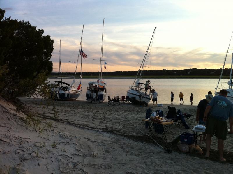 Galactica, high and dry at low tide during the JMGT2011 (Jacksonville MacGregor Get Together) on Little Talbot island.  Florida