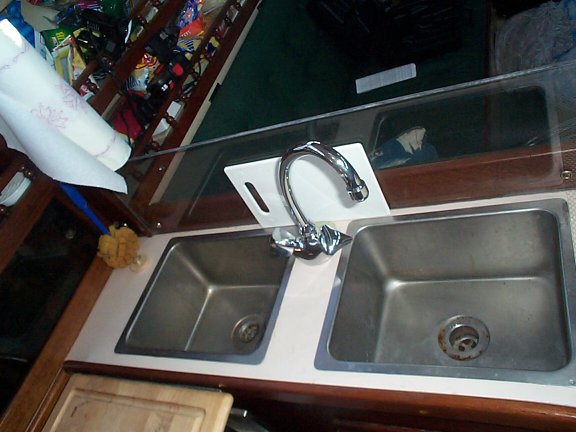 Galley Sink New Faucet And Splash Guard Sailboat Owners