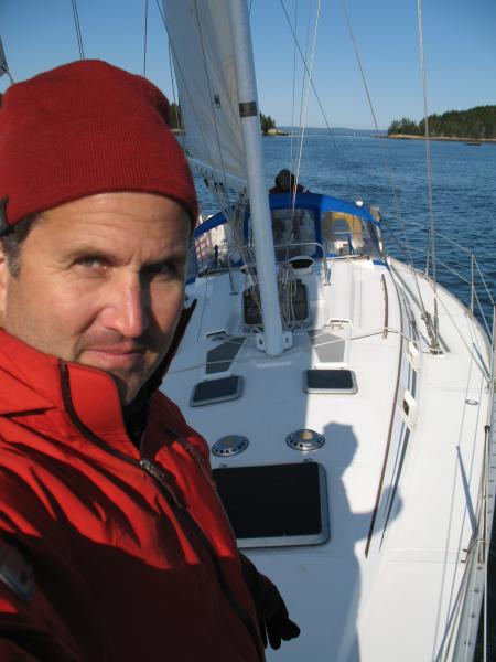 Gerard's self portrait on the bow of La Dauphine