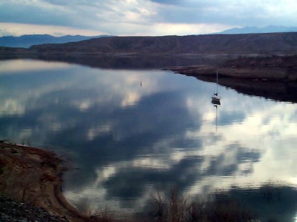 Glassy anchorage.