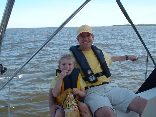 Grandpa and Lucian Sailing