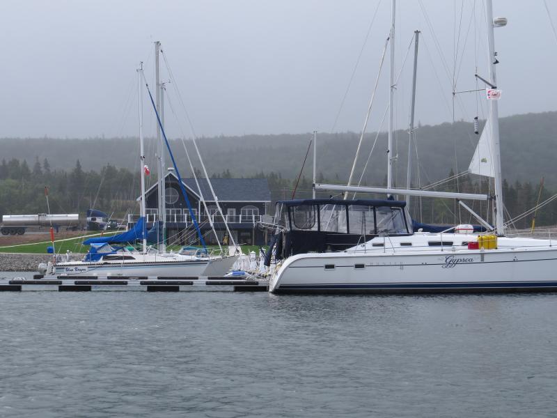 Gypsea on the dock at the Ben Eion Marina. Great facilities.