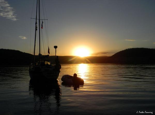 Hawk Creek sunset, Basalt Reach of Lake Roosevelt, WA. Image Foster Fanning