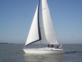 Hawk sailing on her new home Lake Winnipeg July 2009