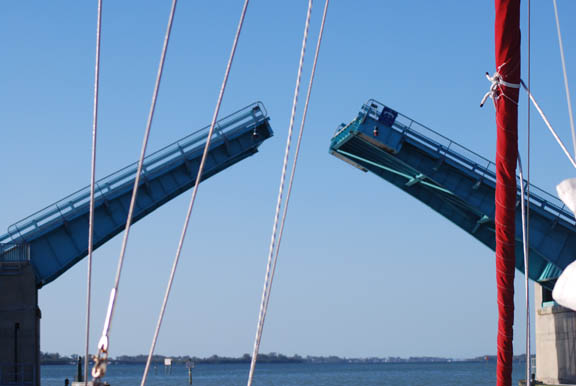 Heading off to Galveston Bay from Florida..Last of January 2010. What power...having them open a bridge just for us.