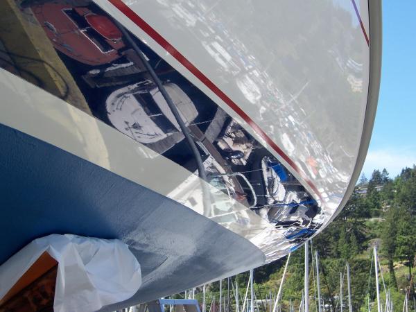 Hull polished after annual haul out.