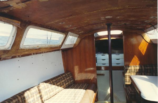Lancer 28 interior rebuild; side panels installed (made of formica and ...