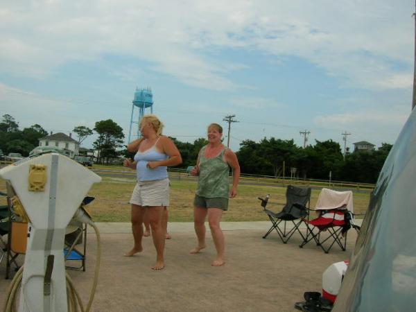 line dancing on the pier.