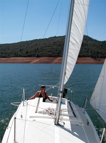 Lisa driving on Lake Oroville