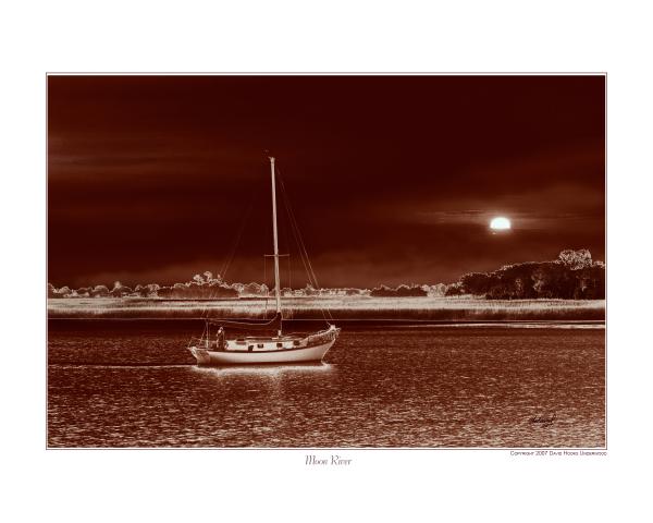 Lone Sailor on Moon River running between Savannah and Skidaway Island, GA.