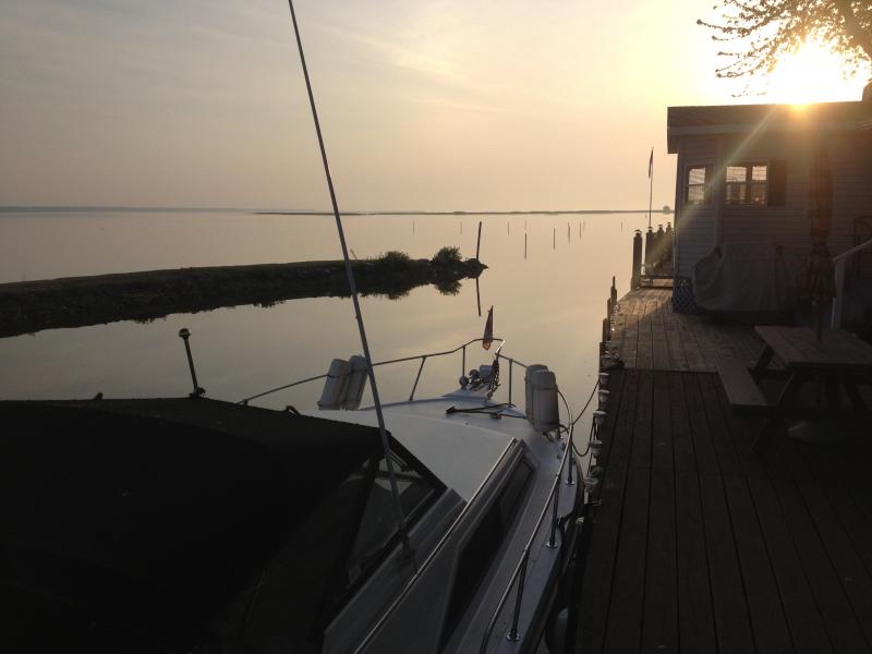 Long Point trailer with combined seawall boat slip