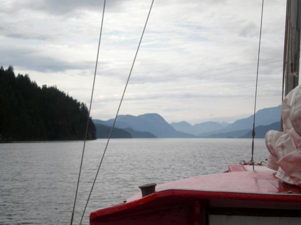 Looking N coming out of Lewis Channel in Desolation sound.