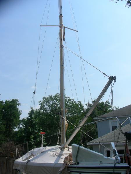 Mast raised with lifting rig still in place.