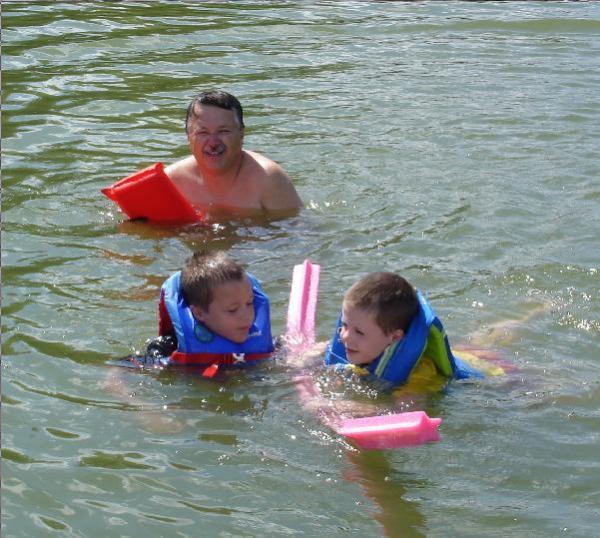 Me and my two grandsons cooling off.