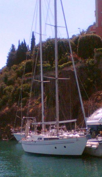 Moored outside boatyard waiting for annual haul out