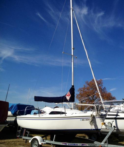 My boat, Viento II on the trailer before our maiden voyage!