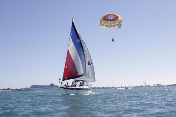 My grand daughters flying just outside of Key West.