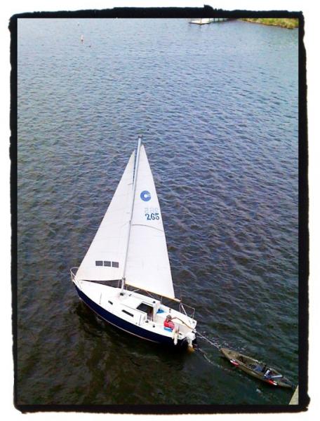My O'day 23 from the Oriental Bridge.  Notice my Hobie Outback Dingy :)