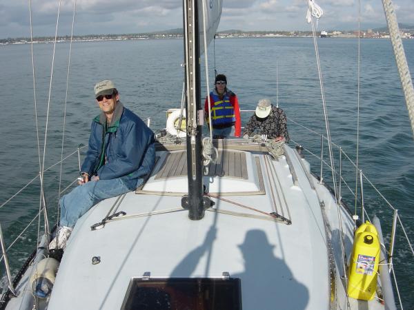 My pops in the foreground as we leave port for the first time!