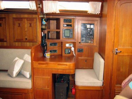 Nav Station, and end of settee opposite the salon.