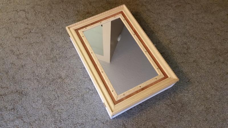 new bathroom vanity cabinet. real wood, NOT particle board like the one that was removed.