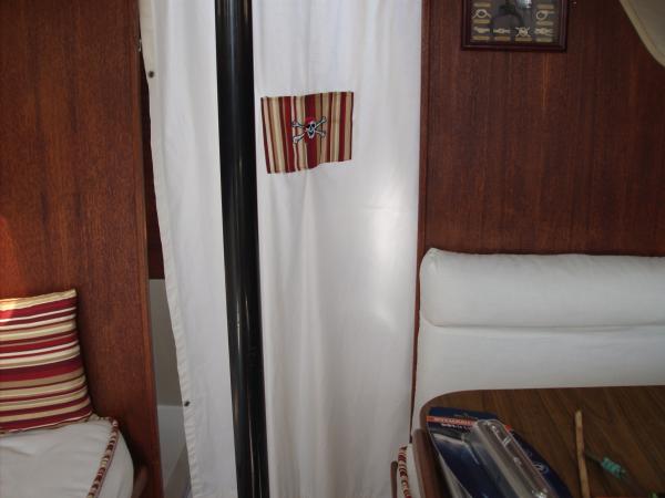 New curtain divider between the head/V-berth and the Cabin.