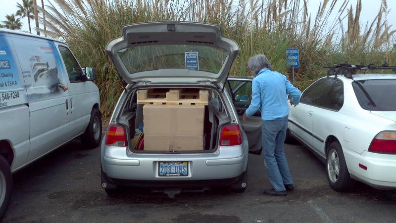 New fridge in the car.