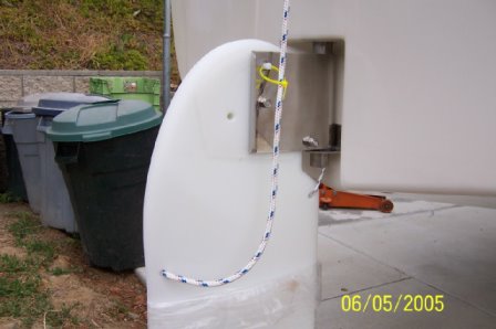 New Idasailor rudder installed with 1/4&quot; yacht braid used for hoisting line