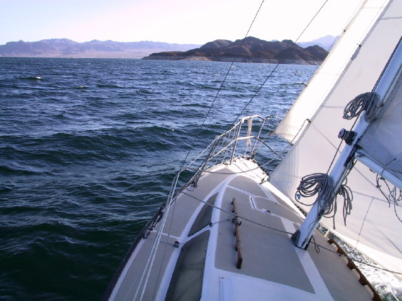 Nice afternoon sail on Lake Mead with all three sails working.