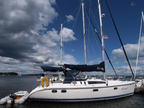 No, just one mast! There's another boat behind her. Beautiful sky and clean air!