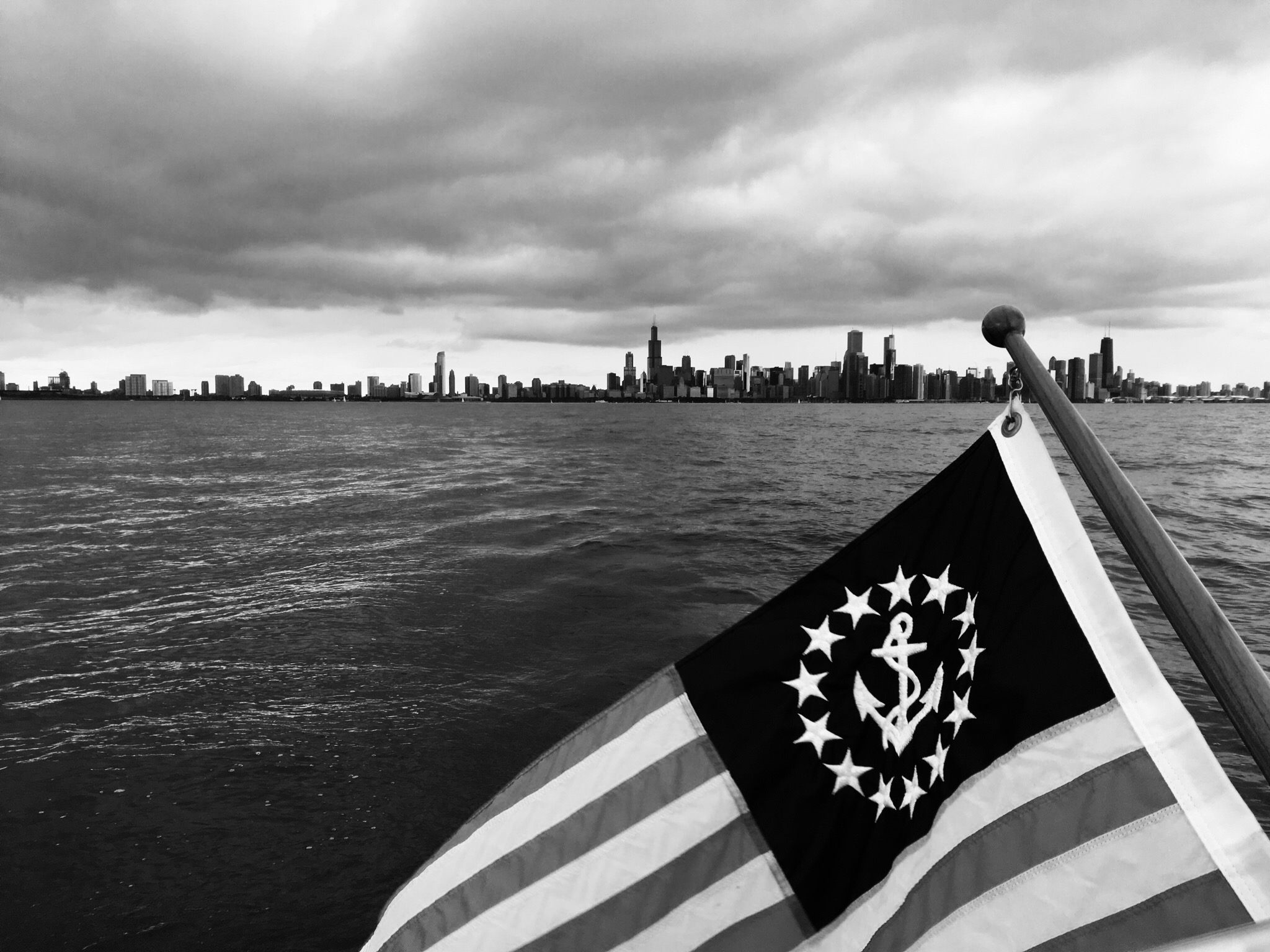 Noir skyline with yacht ensign