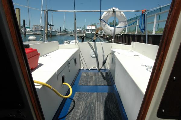 O'day 22 cockpit looking aft.