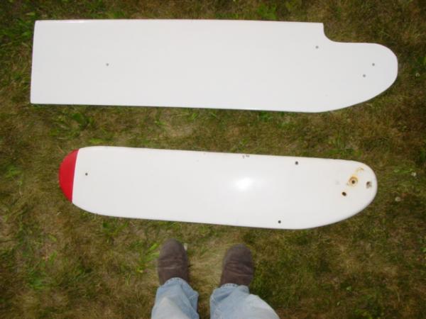 Old and new homemade rudder