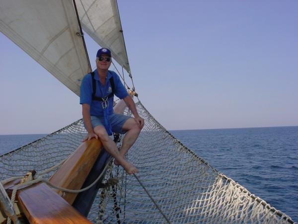 On the bowsprit