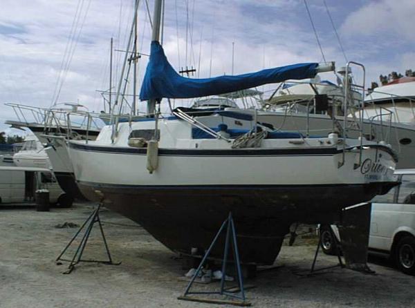 Orion in the yard at Fort Myers, FL for bottom paint at time of purchase.