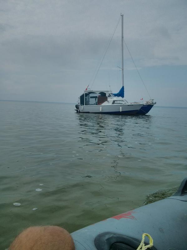 Our boats at anchor,Pottahawk,Lake Erie,taken from our tender August 2014