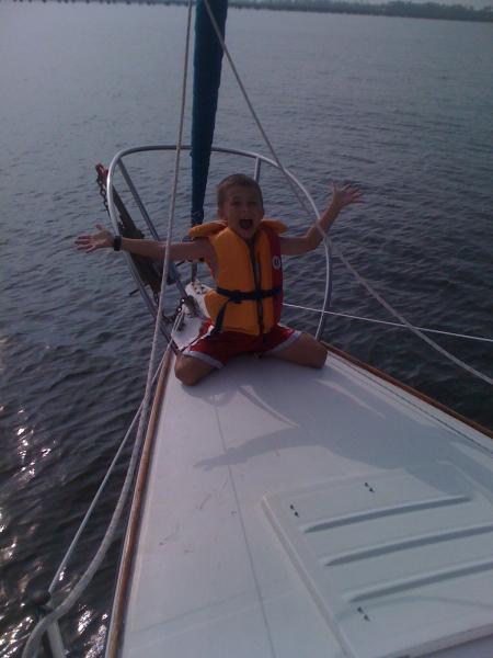 Our son is taking to boating life quite well.