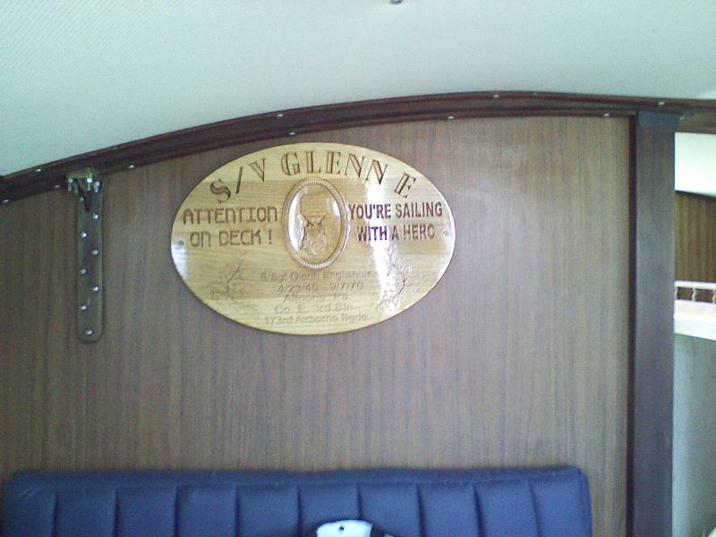 Plaque honoring SSgt English on the bulkhead