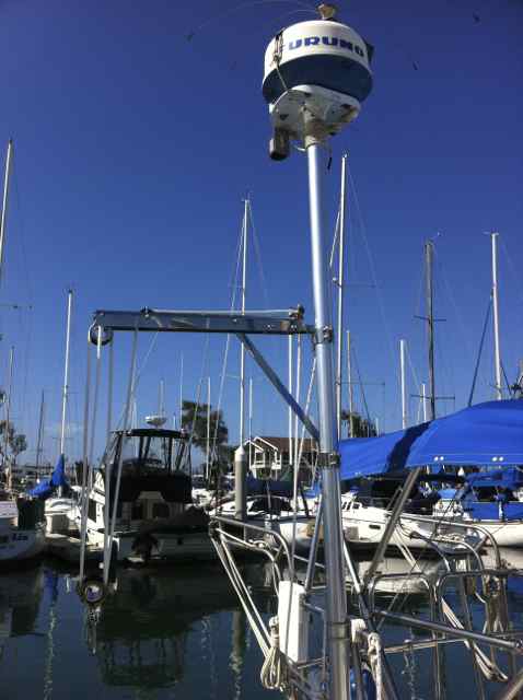 Radar mast and Garhauer crane for 6hp outboard