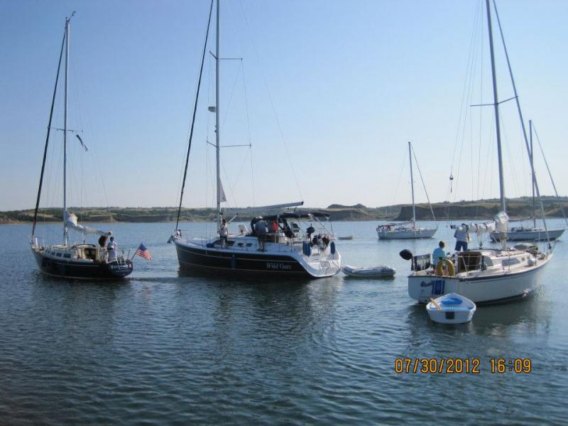 Rafting up in the middle of Lake Sakakawea, ND