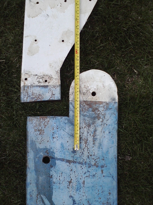 Rudder after cuts and holes drilled.