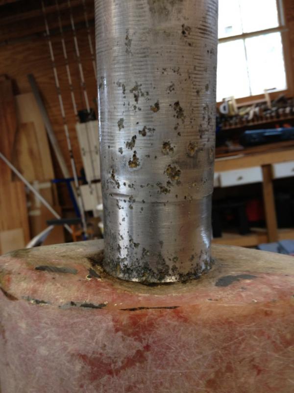Rudder shaft showing wear and some pitting where the lower bushing ...