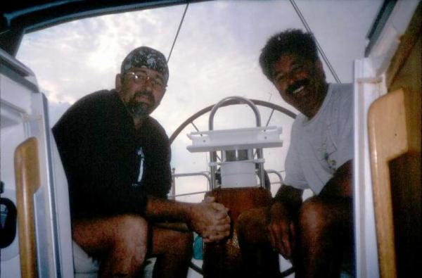 Sailing 2001 31 George K &amp; George H in the cockpit