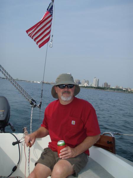 Sailing bud Mark with Milwaukee skyline