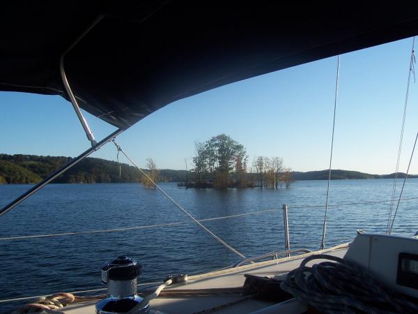 Sailing by the sunken island