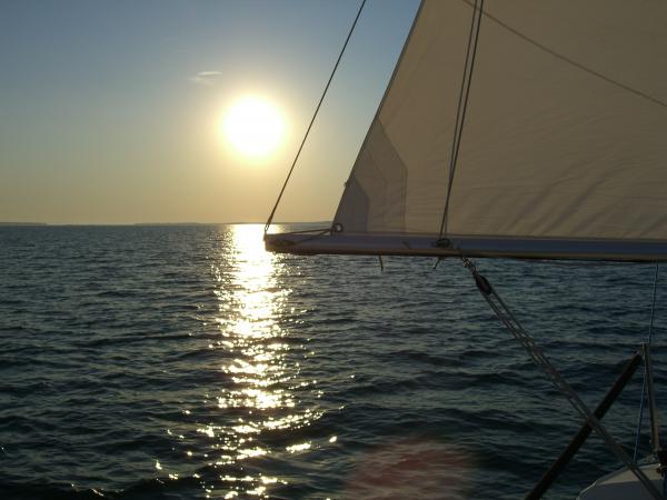 Sailing in light breeze at Sunset, North Channel