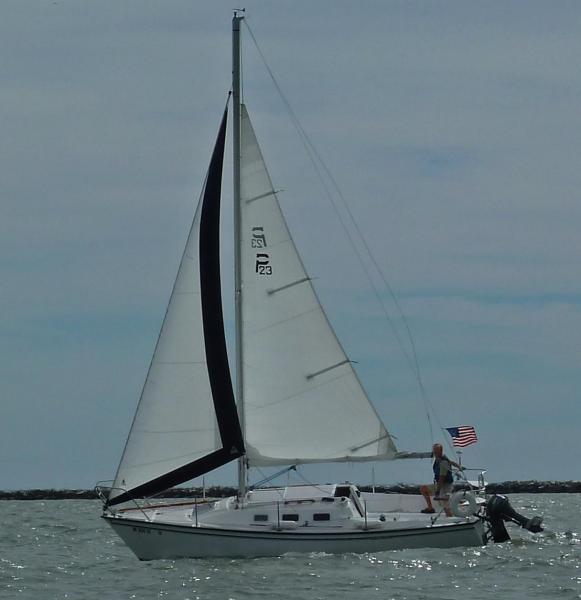 Sailing to Huron, both pics taken by my dock neighbor Dennis.