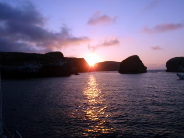 Santa Cruz Island sunset from bow.