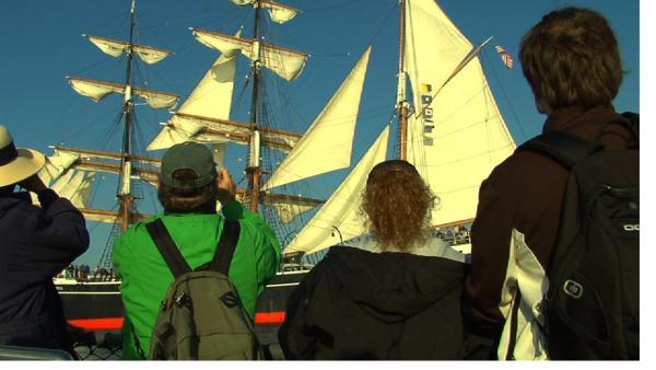 Shipmates filming the Star of India