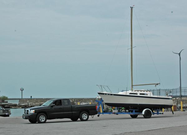 Starlyte, Saturday April 24th 2010 - first launch and ride to my slip. O'Day 22.
My Dakota pulling the boat.